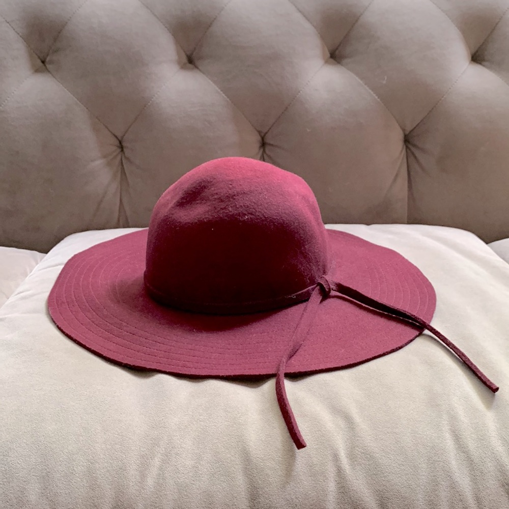 Floppy Wide Brimmed Burgundy Red Wine Felt Hat